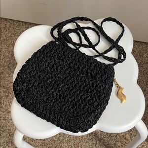 Black Woven Crossbody Bag